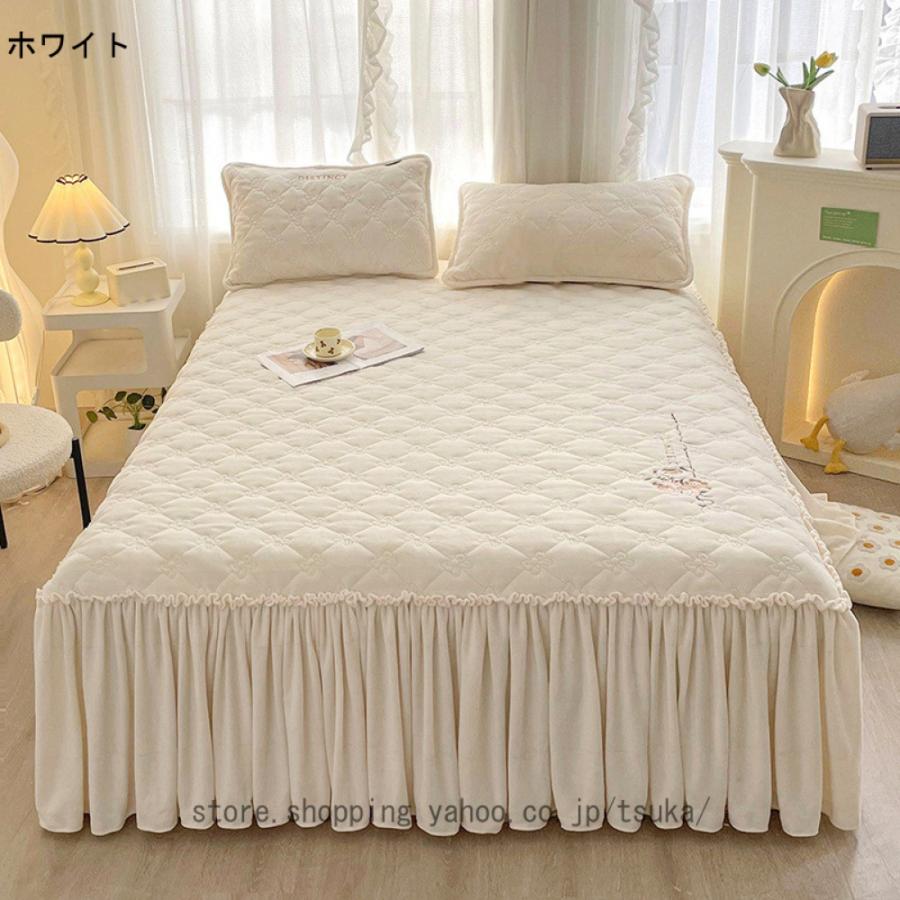 ベッドスカート ベットカバー ベッドシーツ 布団カバー セミダブル シングル シングルベッド ダブルベッド 寝具 無地 中綿 洗える シーツカバー 秋冬用_10