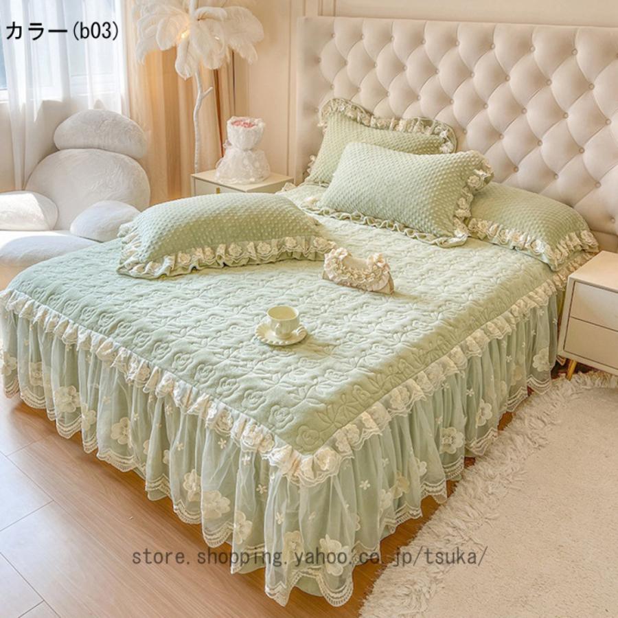 ベッドスカート フリル ベッドカバー 寝具カバー 雰囲気アップ 敷きシーツ 肌触り良い 秋冬用 あったか 耐久性 柔らかい 丸洗いok オールシーズン おしゃれの画像
