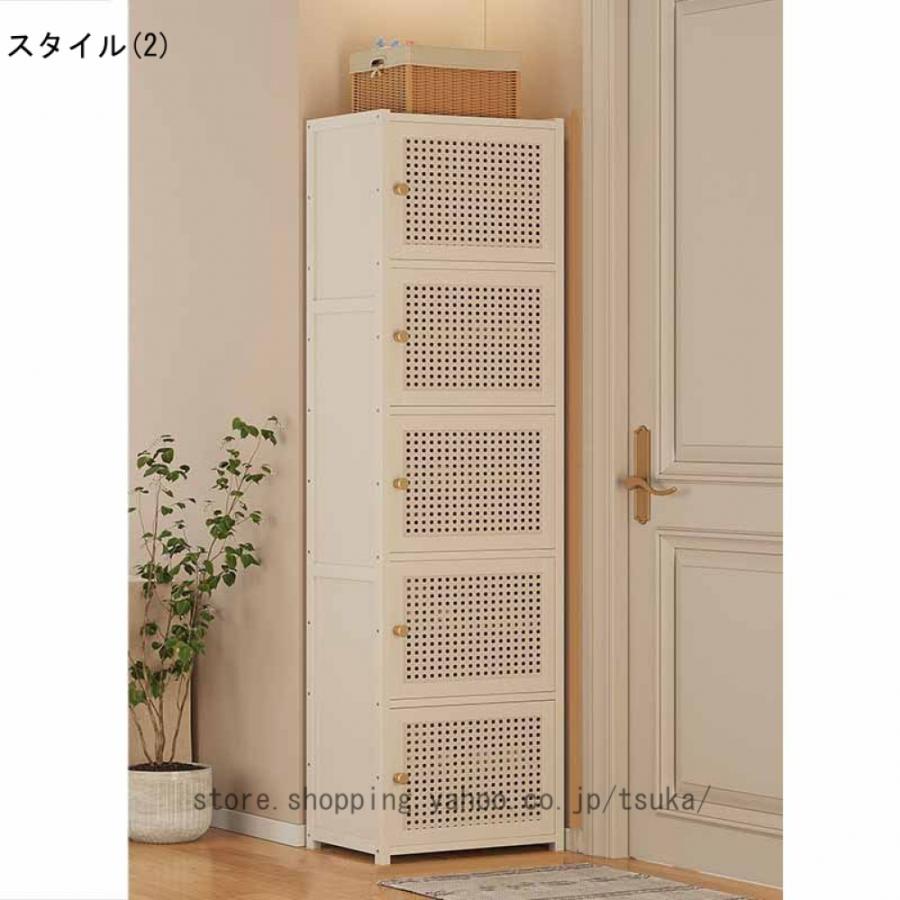 下駄箱 大容量 天然竹製 10段 扉付き シューズボックス 玄関 薄型 省