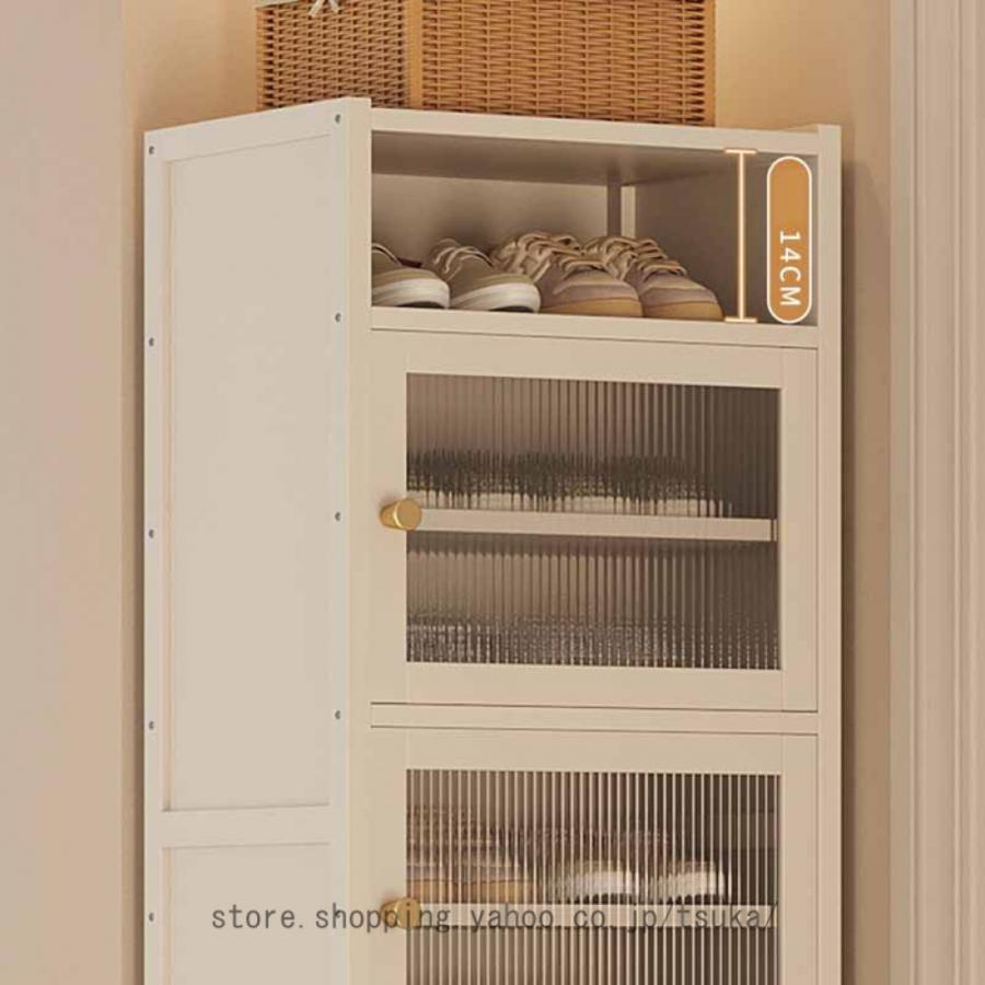 シューズボックス 下駄箱 靴箱 大容量 天然竹製 扉付き 玄関収納