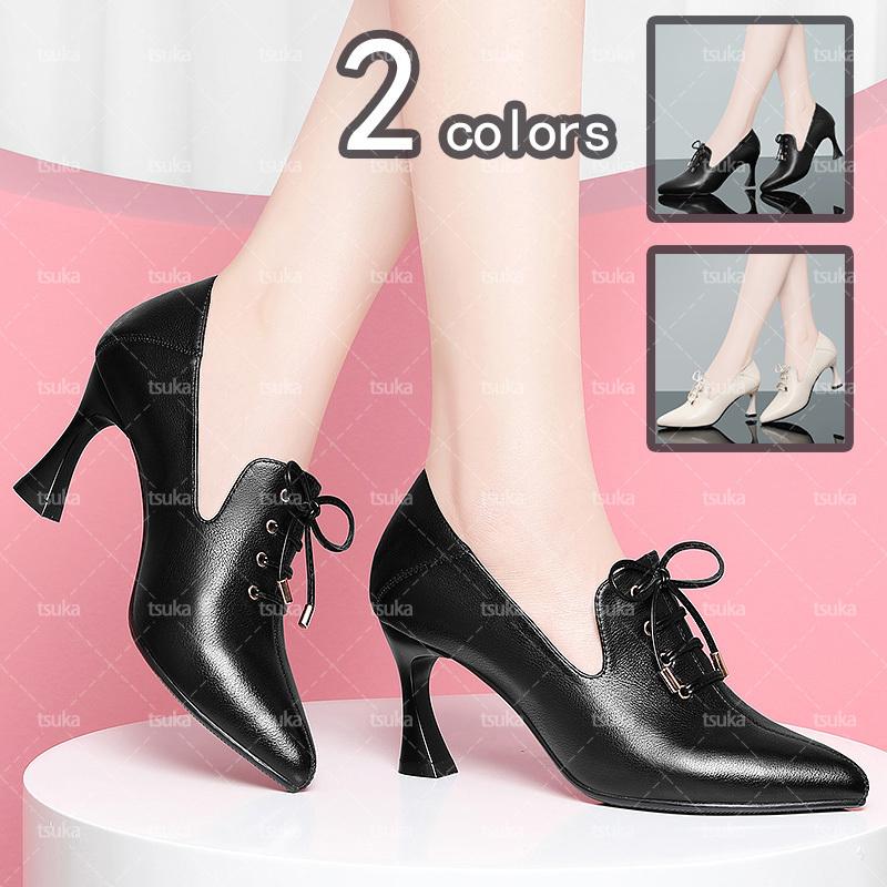 夏の大セール レディース ショートブーツ ハイヒール ブーティ シューズ ポインテッドトゥ ピンヒール 編み上げ飾り 7cmヒール 幅広 甲高 スリッポン 本革 レザー 安いウェブサイト割引 Www Superavila Com