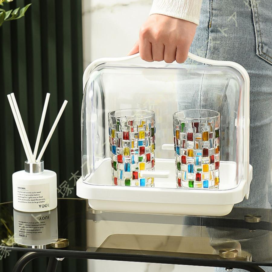Amazon.co.jp: 哺乳瓶乾燥ラック蓋付き防塵食器収納棚取り外し
