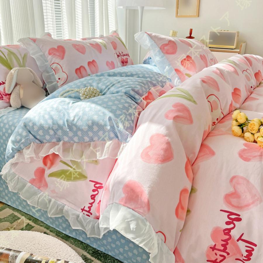 掛け布団カバー 4点セット 3点セット 掛け布団カバー 布団カバーセット 姫系風 花柄 敷き布団カバー クイーン 寝具カバーセット フラットシーツ_26