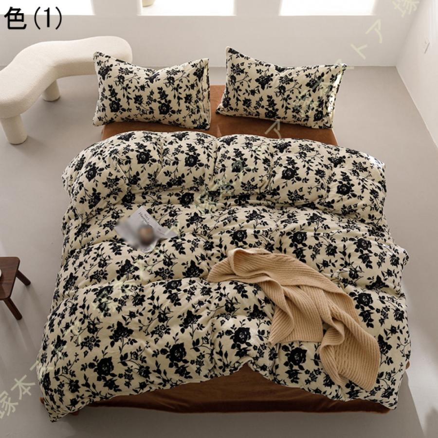 インテリア 寝具 防寒 秋冬用 布団カバー ダブル 掛け布団カバー 3点 4点セット 秋冬 きれいめ 北欧 フラットシーツ ボックスシーツ 寝室 洋式 和式_8