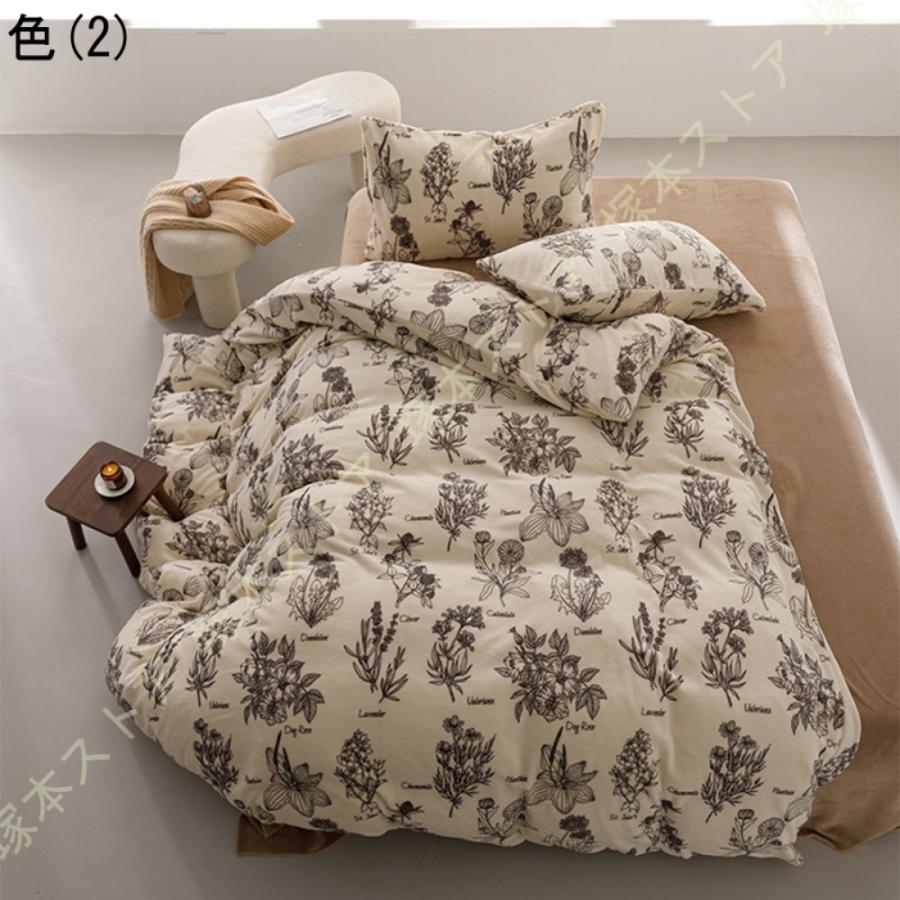 インテリア 寝具 防寒 秋冬用 布団カバー ダブル 掛け布団カバー 3点 4点セット 秋冬 きれいめ 北欧 フラットシーツ ボックスシーツ 寝室 洋式 和式_9