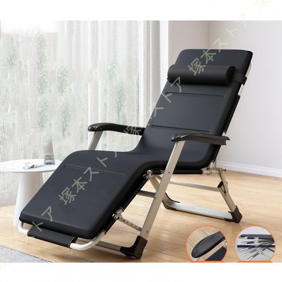 折りたたみリクライニングチェアリラックスチェアー 折りたたみチェア ヘッドサポートバー ハイバック マクラ付き 肘付き インテリア 調節可能 折りたたみ可_6