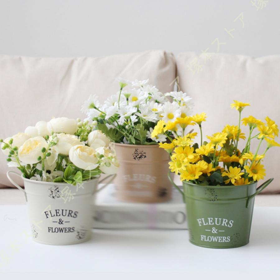 観葉植物鉢 植木鉢 ブリキ缶 底穴なし 13cm 観葉植物 リビング