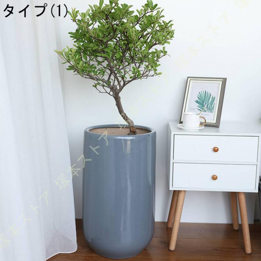 プランター 陶器製 植木鉢 排水孔付き 通気性 北欧 丸形 シンプル インテリア 大口径 クリエイティブ 室内 大型 事務室 置物 おしゃれ ...