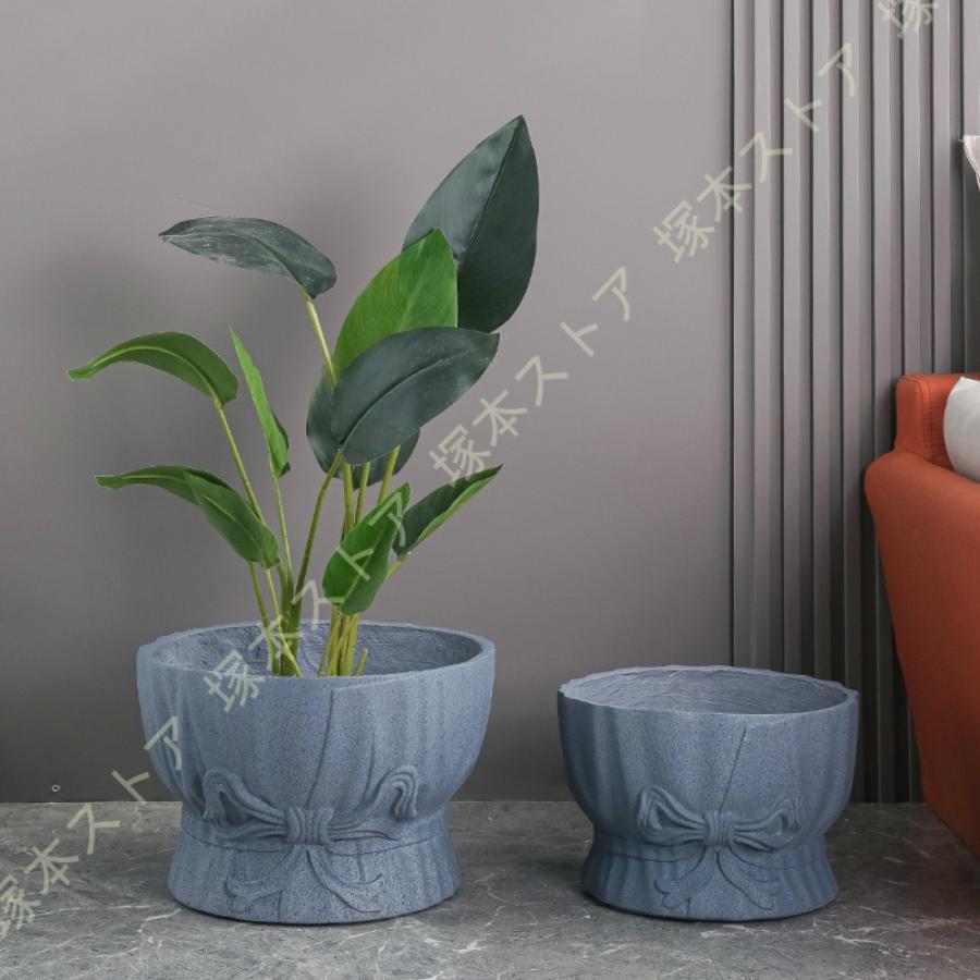 フラワーポット 植木鉢 サボテン鉢 北欧 ins風 セメント鉢 リボン シンプル 排水孔付き 通気性 モダン 丸形 大型 ヨーロッパ調 スタイル モダン_14
