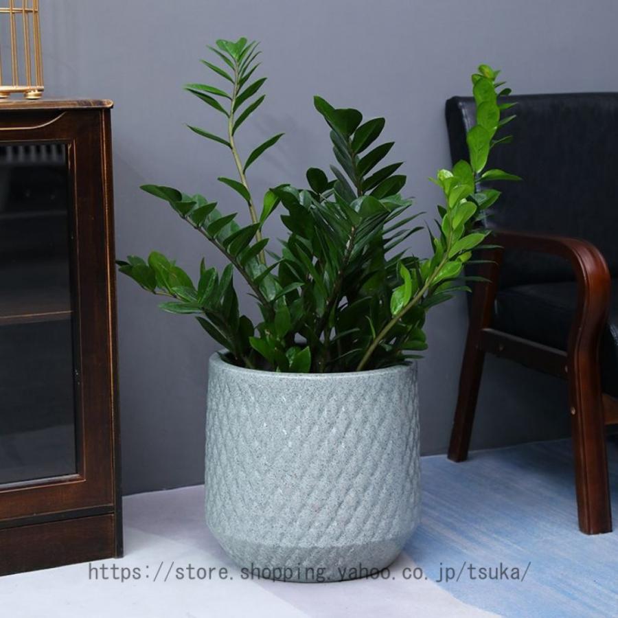 鉢植え シンプル セラミック製 モダン 北欧 底穴付き 通気性 プラスチックトレイ付き プランター 丸形 大口径 落地 園芸用品 ガーデン プレゼント 置物_6