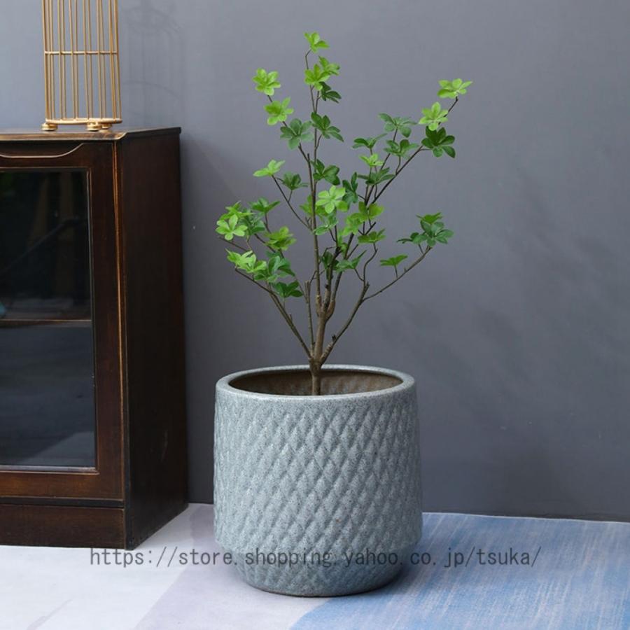 鉢植え シンプル セラミック製 モダン 北欧 底穴付き 通気性 プラスチックトレイ付き プランター 丸形 大口径 落地 園芸用品 ガーデン プレゼント 置物_7