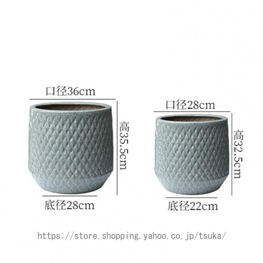 鉢植え シンプル セラミック製 モダン 北欧 底穴付き 通気性 プラスチックトレイ付き プランター 丸形 大口径 落地 園芸用品 ガーデン プレゼント 置物_8