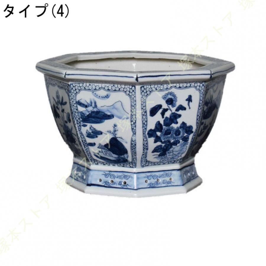 陶器鉢 鉢植え 多肉植物鉢 底に水抜き穴あり 青花磁器 ヴィンテージ