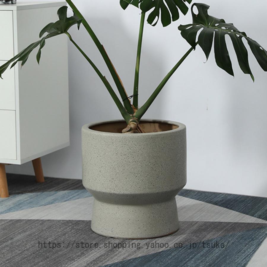陶器製 円形 植木鉢 青 外寸40 高さ30cm 穴あり 観葉植物ポット 陶器製 植木鉢 円形 シンプル 底穴あり ヨーロッパ調