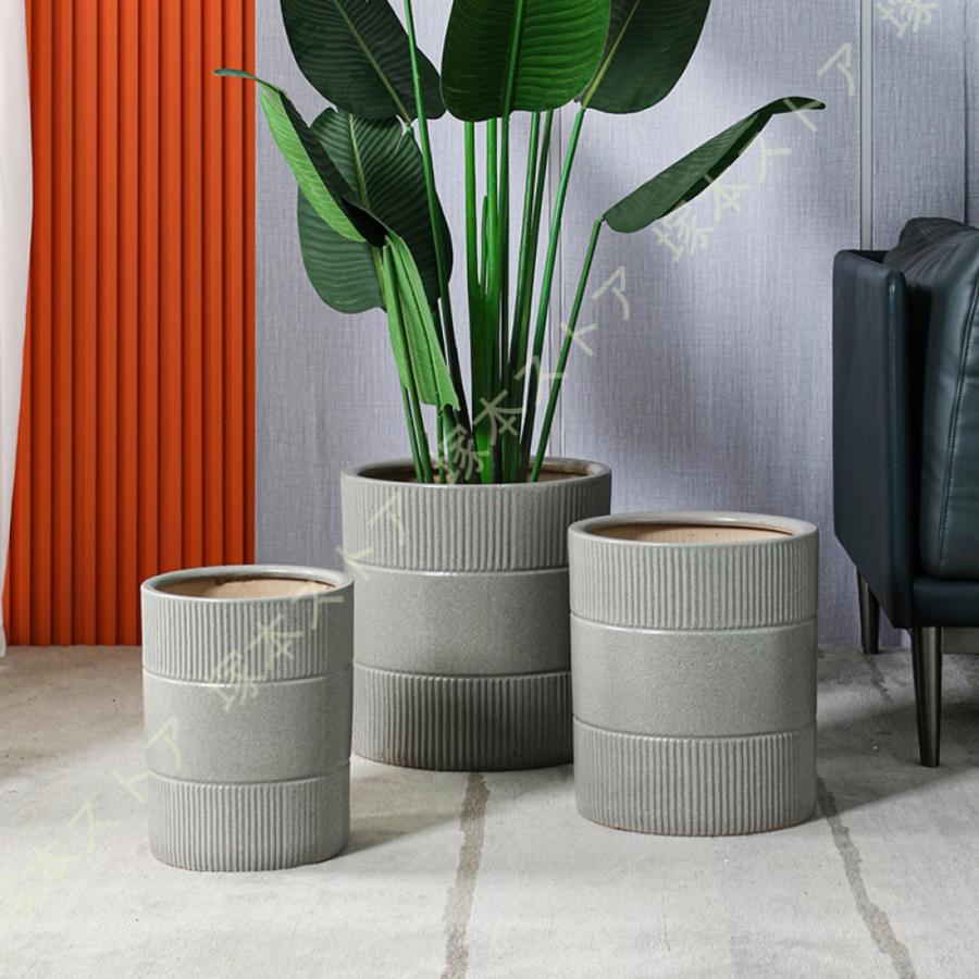 フラワーポット 陶器製 植木鉢 多肉植物鉢 排水孔付き 通気性 円形 北欧 シンプル リビング装飾品 大口径 大型 ガーデンポット 収納 室内の装飾_7
