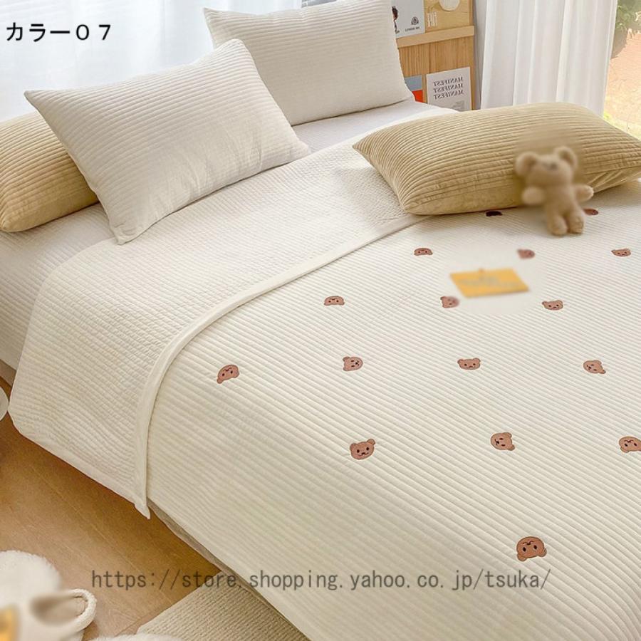 ベッドカバー マルチカバー ベッド用 北欧 寝具カバー 3点セット ベッドスプレッド キルト おしゃれ フリル ベッドシーツ ダブル 単品 丸洗いOK 四季適用 高級の画像