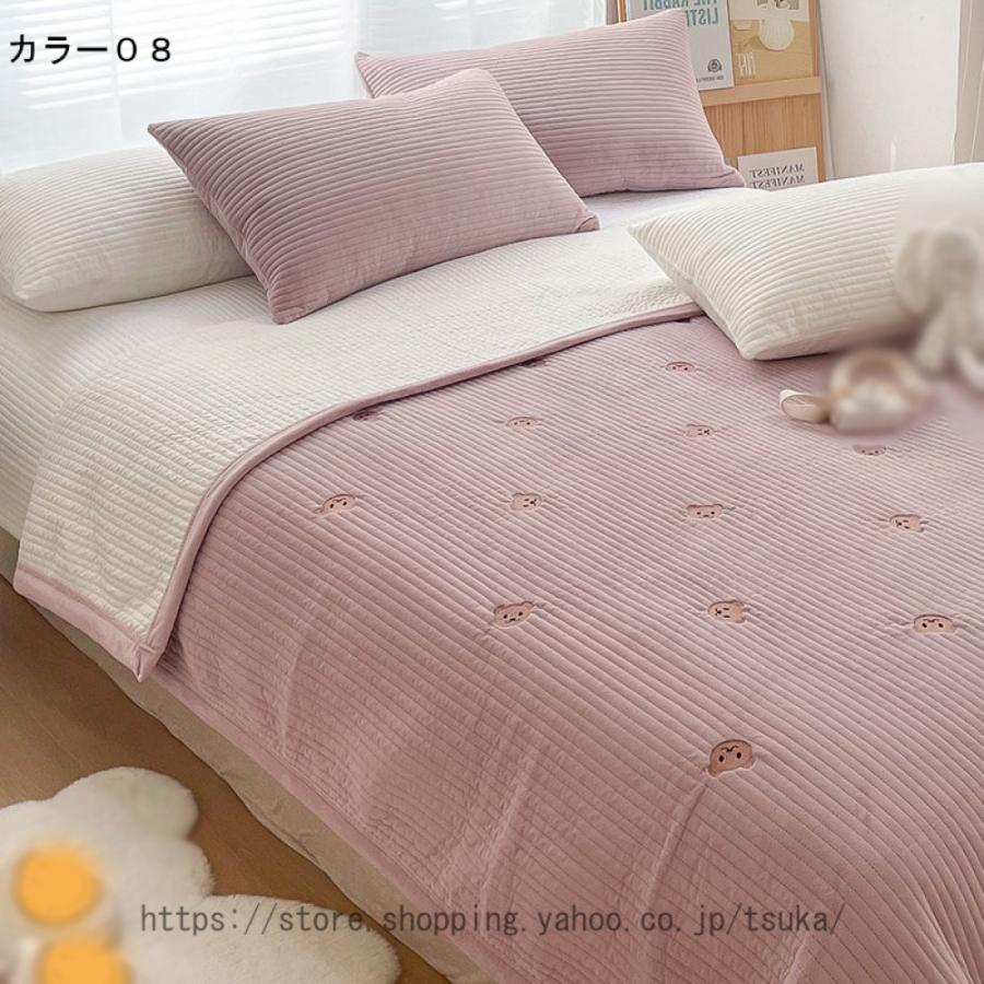 ベッドカバー マルチカバー ベッド用 北欧 寝具カバー 3点セット ベッドスプレッド キルト おしゃれ フリル ベッドシーツ ダブル 単品 丸洗いOK 四季適用 高級の画像