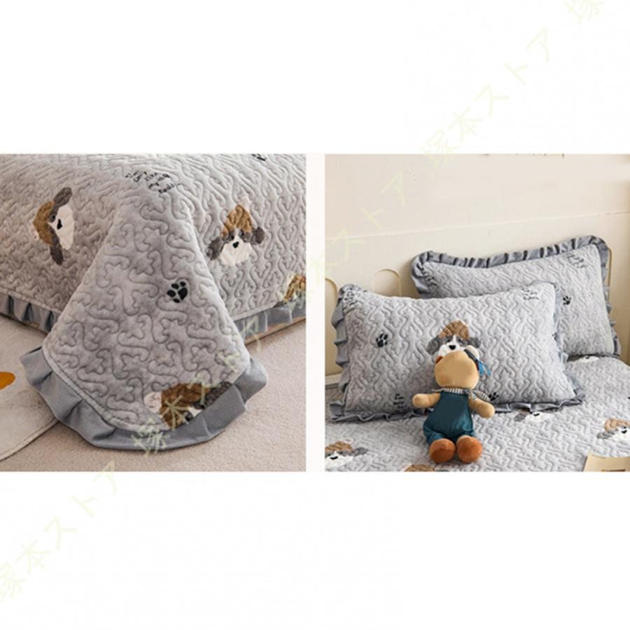 [HONGF8]ベッドスプレッド マルチカバー キルト 寝具用品 ベッドカバー姫系 フラットシーツ 敷き布団カバー 3点セット 秋冬用 静電気防止 あったかの画像