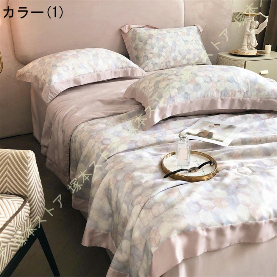 夏用掛け布団 肌掛け布団 ダブル 両面接触冷感 リバーシブル 冷感＆ワッフル タオルケット 冷感キルトケット 単品売り 掛け布団 花柄 4点セット キルトケット_10