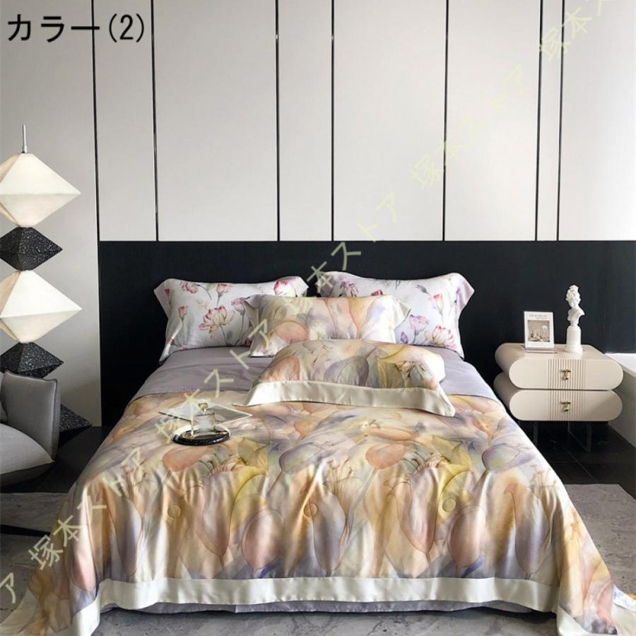 夏用掛け布団 肌掛け布団 ダブル 両面接触冷感 リバーシブル 冷感＆ワッフル タオルケット 冷感キルトケット 単品売り 掛け布団 花柄 4点セット キルトケット_11