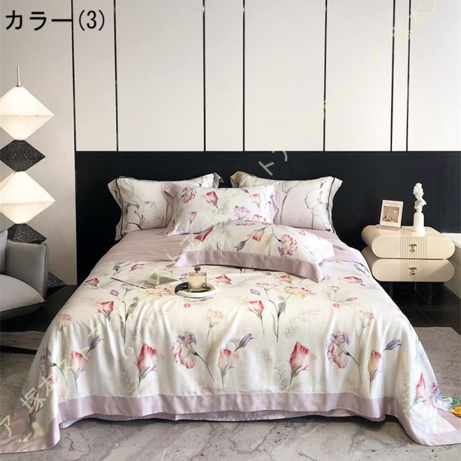夏用掛け布団 肌掛け布団 ダブル 両面接触冷感 リバーシブル 冷感＆ワッフル タオルケット 冷感キルトケット 単品売り 掛け布団 花柄 4点セット キルトケット_12