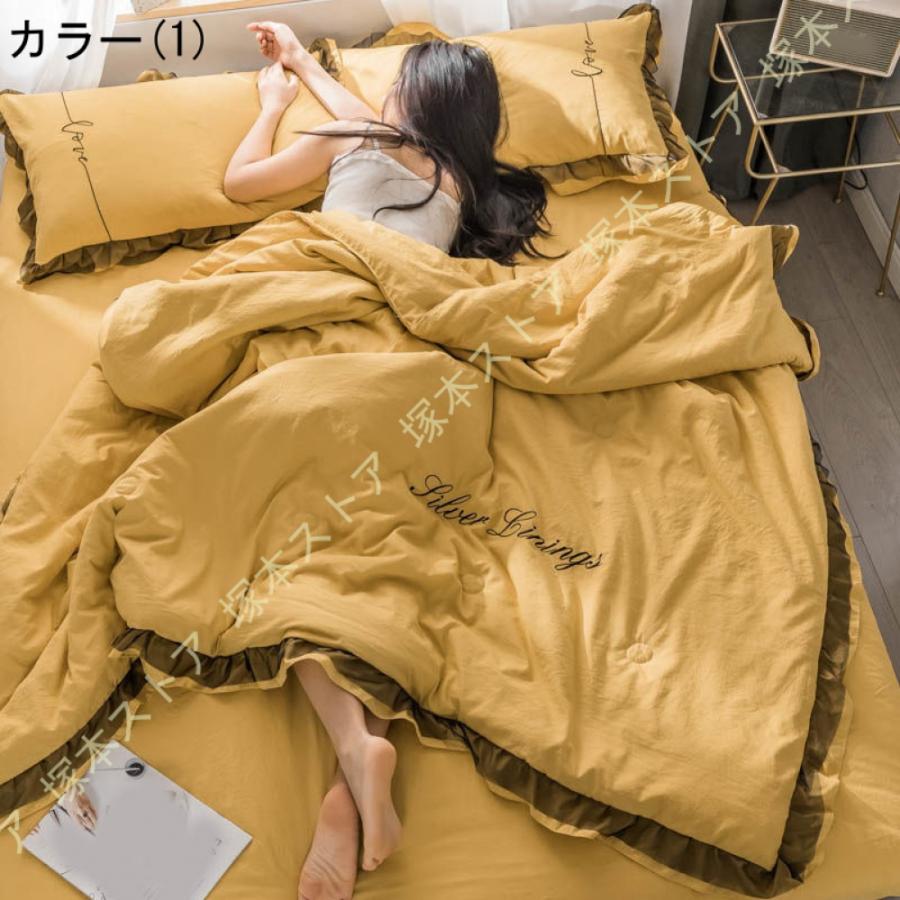 肌掛け布団 フリル 掛け布団 肌ふとん 夏掛け布団 シングル 柔らかな肌触り 夏布団 タオル布団 夏のキルト 薄い 洗える 肌掛けふとん 布団 軽量 中綿 かけ布団_9