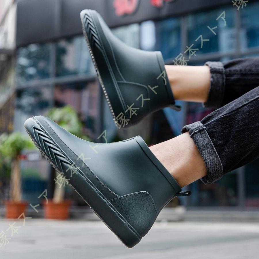 メンズ レインブーツ レインシューズ 防水ブーツ 雨靴 夏 ローカット 梅雨対策 ラバーブーツ 男女兼用 ビジネス 厨房用 シェフ靴 滑り止め 防水 レイン レインブーツ カラー グリーン Vtacaintl Com