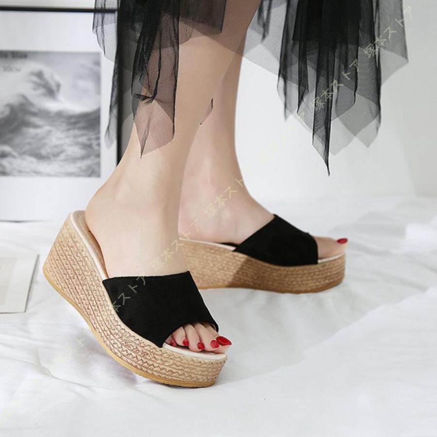 レディースファッション 再入荷 サンダル つっかけ 美脚 レディース 7cm ヒール ウェッジソール サボ ミュール 大きいサイズ オープントゥ ストーム スリッパ シューズ 幅広 コンフォート Wchhqs1als Tritop Com Br