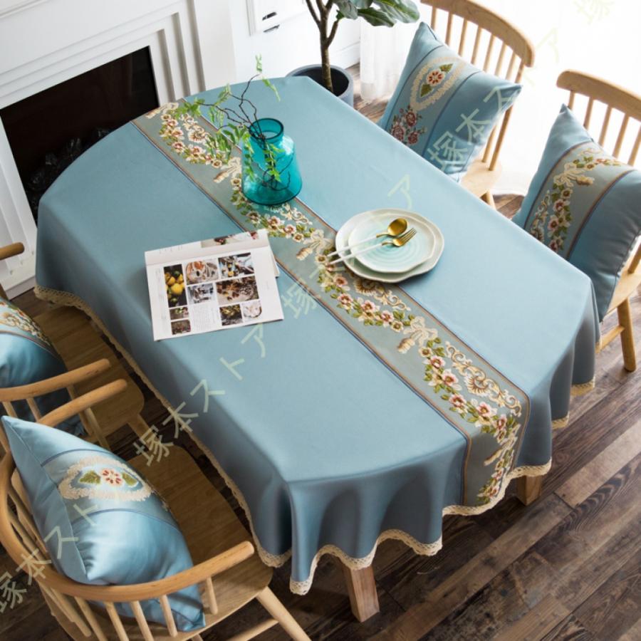テーブルクロス　テーブルナプキン　9点セット　ヨーロッパお土産　水色　楕円形 テーブルクロス テーブルナプキン 9点セット ヨーロッパお土産
