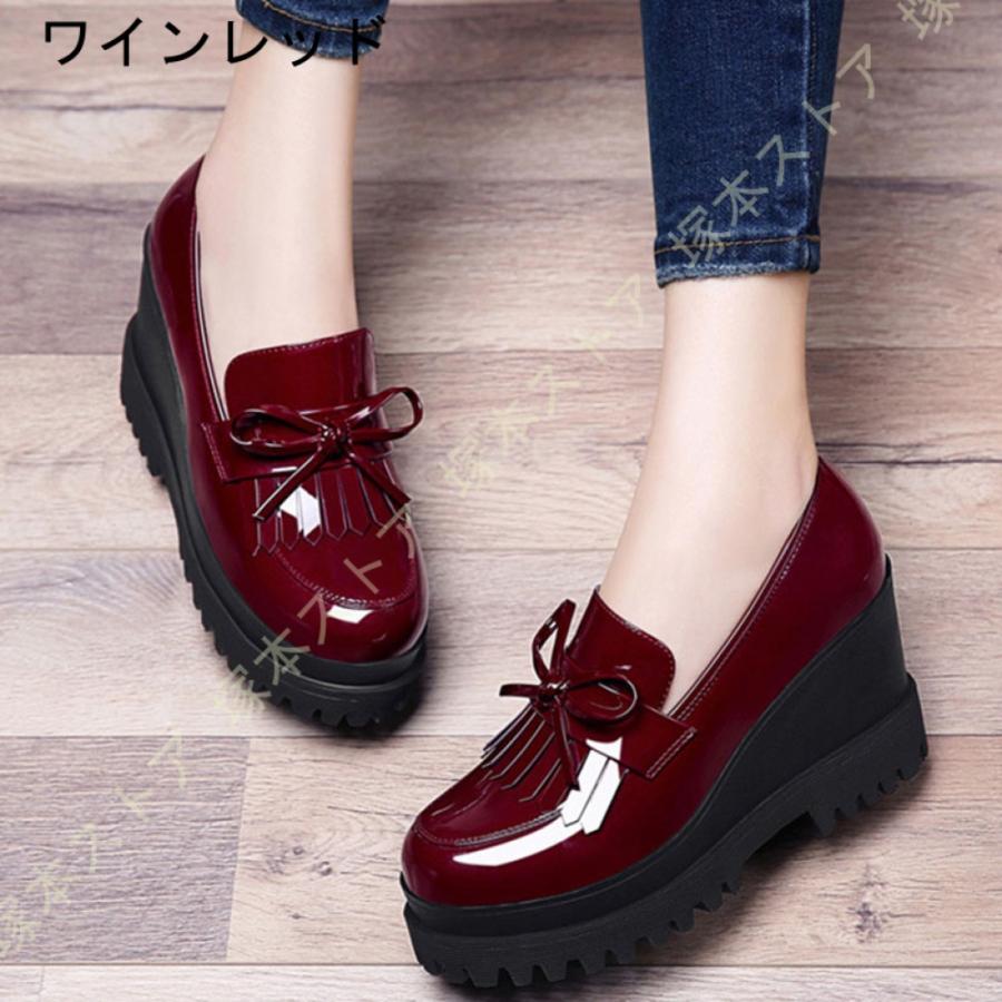 きれいめ パンプス ストーム モカシンシューズ レディース ウェッジソール パンプス 前厚 厚底靴 ラウンドトゥ 可愛い 入学式 ママパンプス おしゃれ 入学式_4