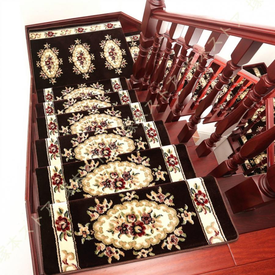 階段マット 花柄 折り曲げ 防音 ベルギー製 ゴブラン織 階段 滑り止め