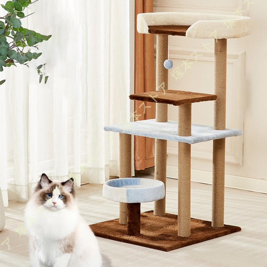 子猫やシニア猫向けの低めの段差付きキャットタワー Amazon | GYMAX 猫タワーミニ 高さ58cm キャットタワー 小型
