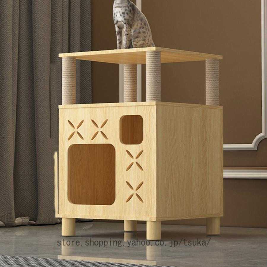 猫ベッド 猫ハウス キャットタワー 猫用爪とぎ ハウス 多頭飼い 多機能 隠れ家 ねこソファ 通気 耐久 スリム コーナー 可愛い 省スペース 据え置き_2