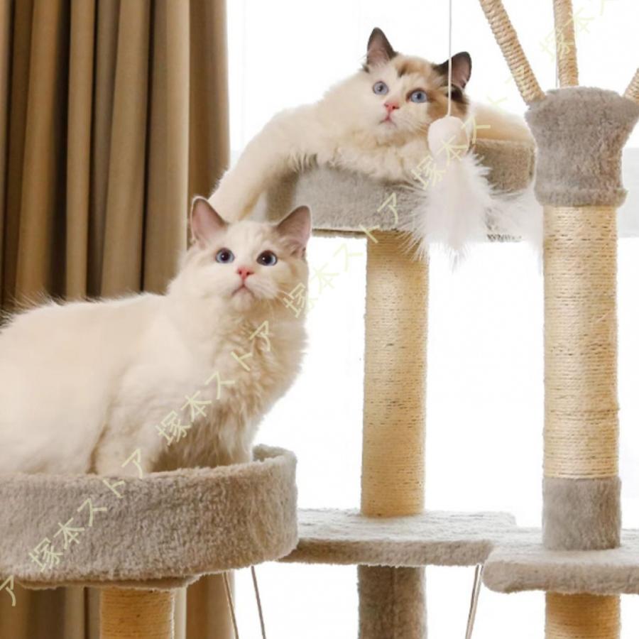 キャットタワー 木製 スリム 短足猫 滑り止めマット 太った猫 シニア猫