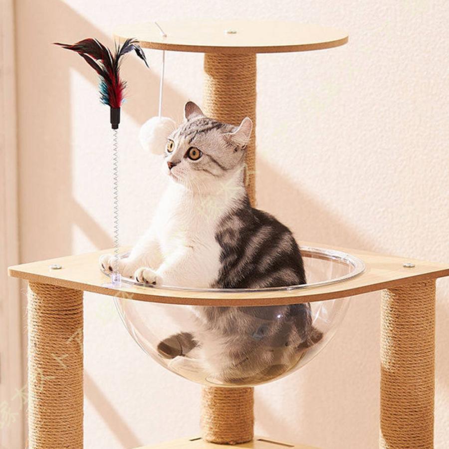 キャットタワー スリム 据え置き 多頭飼い 猫タワー 猫ハウス 爪研ぎ