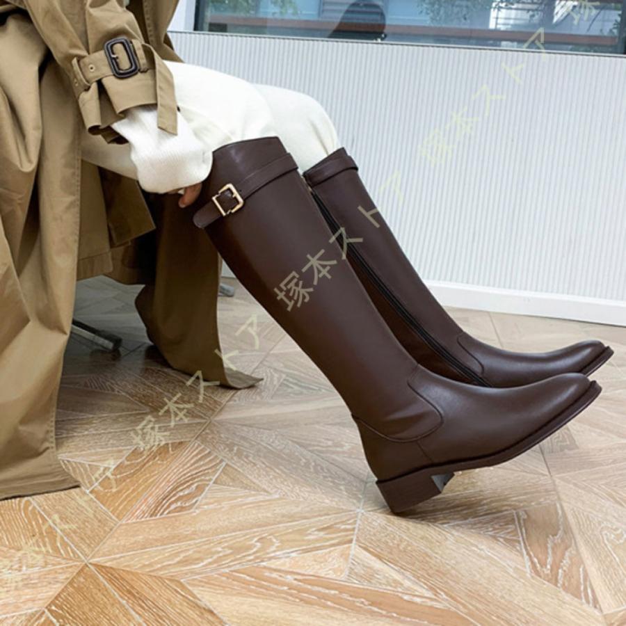 本革 ロングブーツ ブーツ ロング ジョッキーブーツ レディース サイド