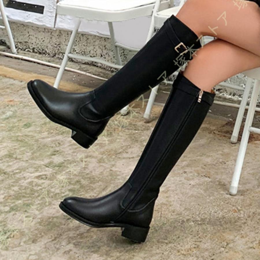 本革 ロングブーツ ブーツ ロング ジョッキーブーツ レディース サイド