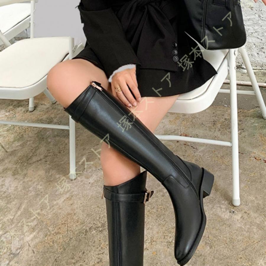 本革 ロングブーツ ブーツ ロング ジョッキーブーツ レディース サイド