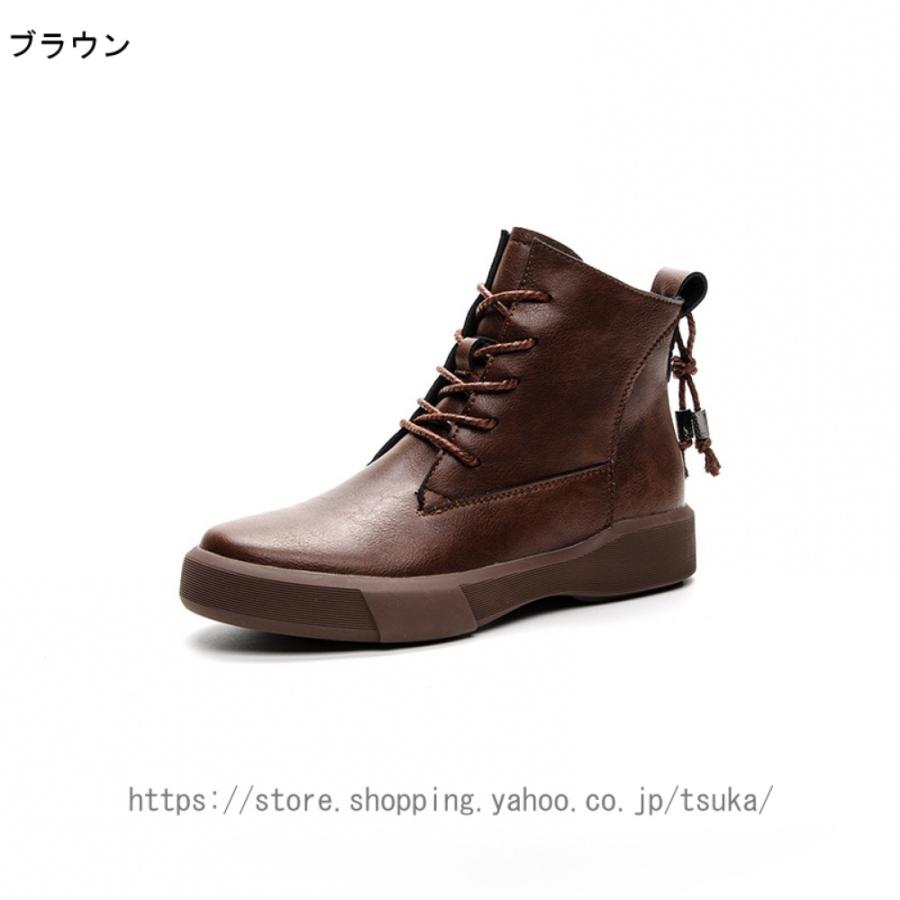 編み上げブーツ 革靴 フラット 靴 レディース サイドジップブーツ 本革