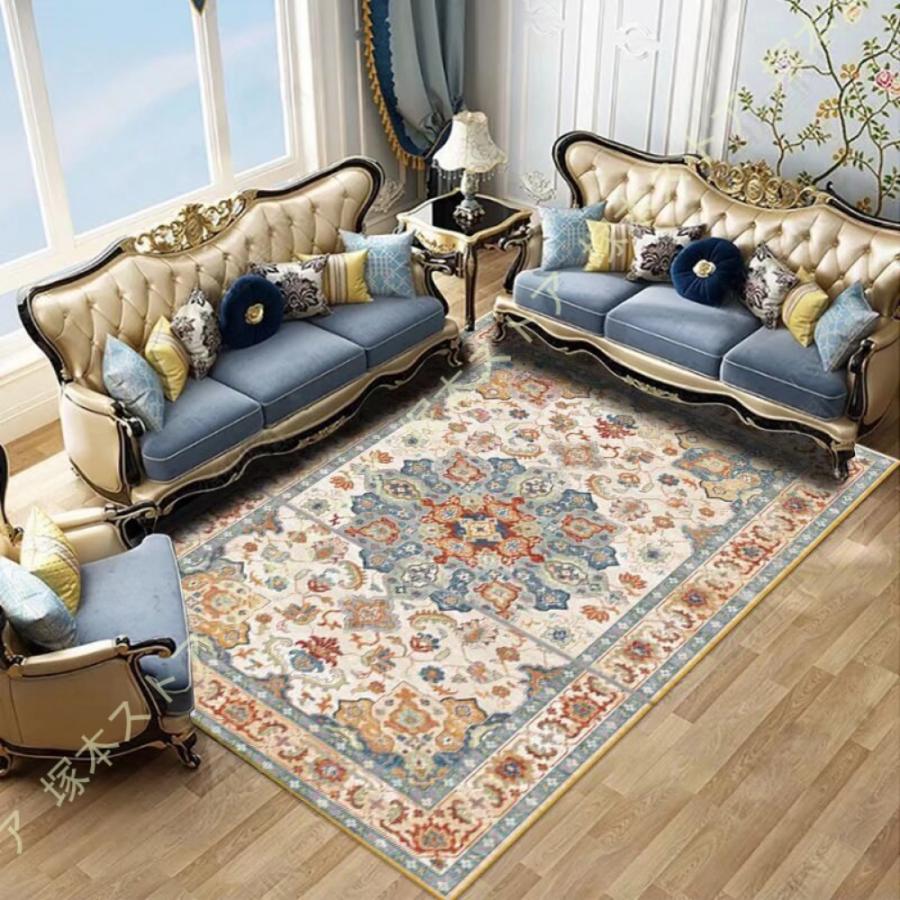 ペルシャ絨毯 フェイクウール 洗えるラグマット ペルシャ柄ラグ