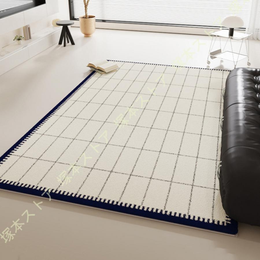 ふわふわラグ 絨毯 じゅうたん 洗える 長方形 北欧 モダン シンプル 可愛い おしゃれ 低反発ラグマット ストライプ柄 防音 敷物 お洒落 秋冬用 インテリア_17