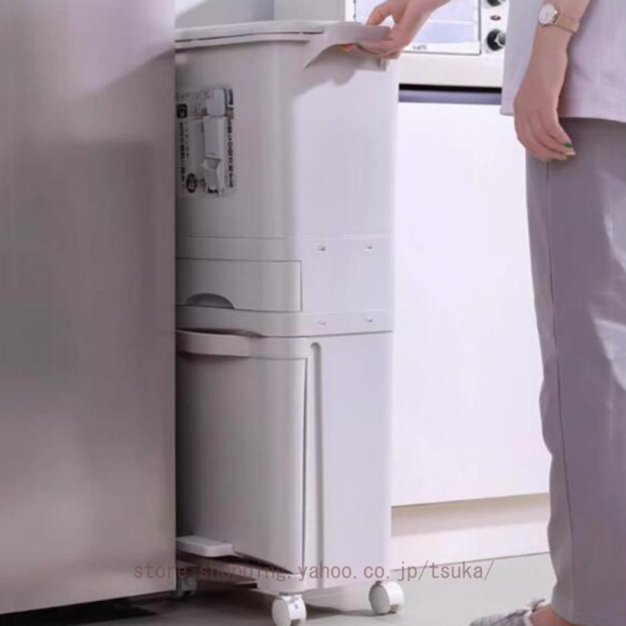 ゴミ箱 おしゃれ ふた付き キャスター付き キッチンワゴン 分類ワゴン 移動簡単 ごみ箱 袋が見えない キッチン用 リビング用 防臭 厚手 大容量 おしゃれ_2