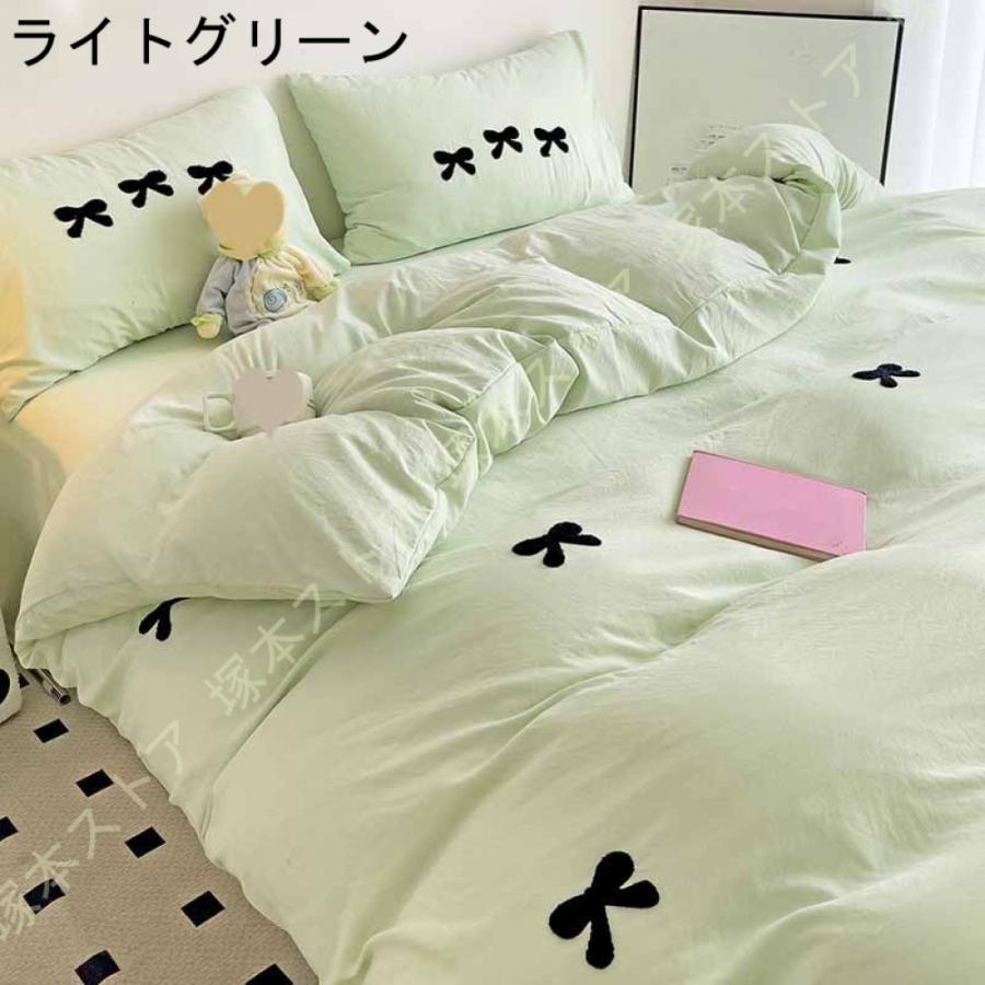 ウェディング 布団カバー ダブル 4点セット 姫系 寝具カバー 3点セット シングル 結婚式 プリンセス風 かわいい フリル 刺繍 ベッドスカート フラットシーツ_14