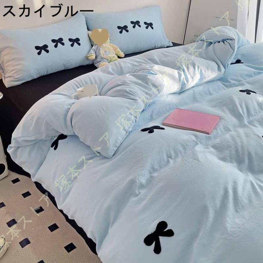 ウェディング 布団カバー ダブル 4点セット 姫系 寝具カバー 3点セット シングル 結婚式 プリンセス風 かわいい フリル 刺繍 ベッドスカート フラットシーツ_15