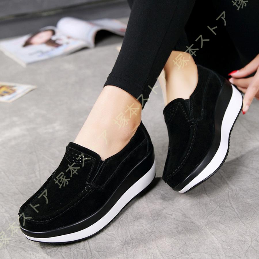 スニーカー スリッポン レディース インヒールスニーカー 紐なし