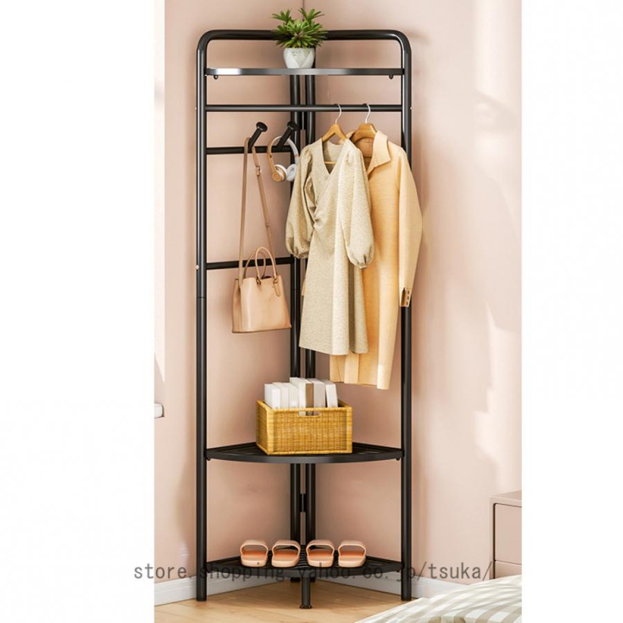 簡易ハンガー着地寝室のクローク棚掛け家庭用鉄芸ハンガー棚置物棚 ハンガーラック 棚付き コートハンガー 玄関 リビング 寝室