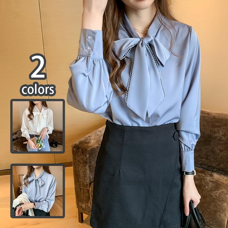 トップス カットソー ぶらうす インナー クラシカル ブラウス シフォン レディース トップス シャツ 無地 春ブラウス シフォン 長袖 上品 クラシカル 通勤