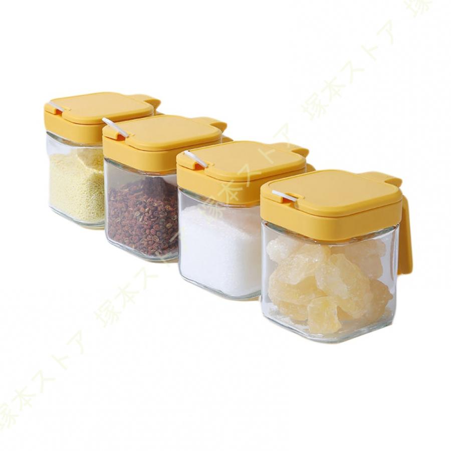 CUNE 砂糖　塩　入れ物 4個セット 調味料入れ 使いやすい おしゃれ マーナ 調味料ポット