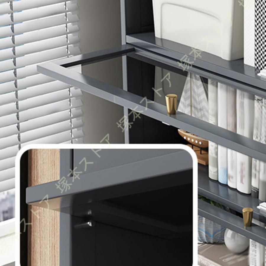 本棚 扉付き 竹製 キャビネット 大容量 ディスプレイケース 漫画/絵本