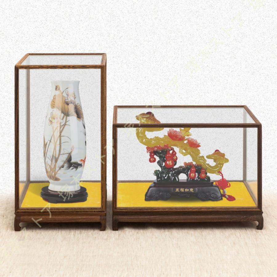 ディスプレイケース 高透明ガラス ウッド調 卓上 展示用 アンティーク